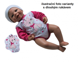 Body krátký rukáv bílé s žirafkou + malinový lem vel. 80