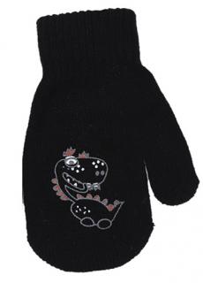 chlapecké rukavice pletené černé s dráčkem 13 cm