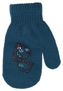 chlapecké rukavice pletené mořská modrá s dráčkem 13 cm