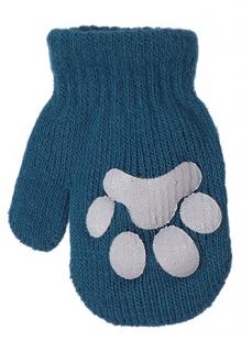 chlapecké rukavice pletené mořská modrá s tlapkou 10 cm