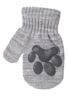 chlapecké rukavice pletené šedé s tlapkou 10 cm