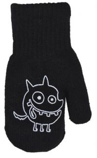 chlapecké rukavice pletené zateplené černé s ďáblíkem 13 cm