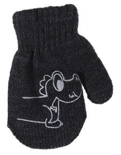 chlapecké rukavice pletené zateplené grafitové s jezevčíkem 10 cm