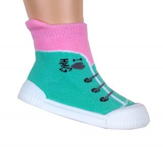 chodící ponožky s gumovou podrážkou - tenisky mátové zelené