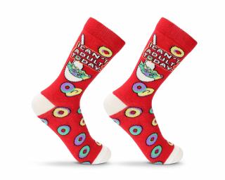 crazy ponožky s veselým motivem - červené donuts 24-38