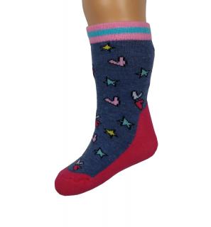 dívčí polofroté ponožky s protiskluzem modrošedé s hvězdami vel. 17-19