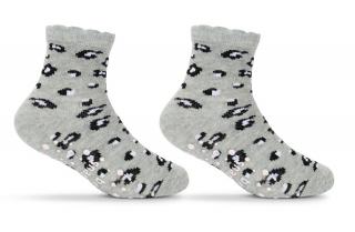 dívčí polofroté ponožky s protiskluzem šedé s tučňáčky