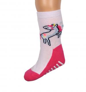 dívčí polofroté ponožky s protiskluzem sv.růžové s jednorožcem vel. 23-26