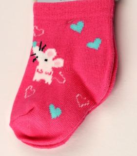 dívčí ponožky bavlněné vzorované vel. 14/16 růž. mouse