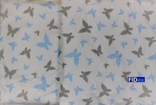 FIDex povlečení do dětské postýlky dvoudílné vzor 62 bílé+modří a šedí motýli