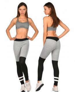 Fitness legíny F3025 dlouhé šedočerné vel. L, XL