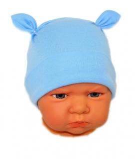 jednobarevná kojenecká čepička modrá