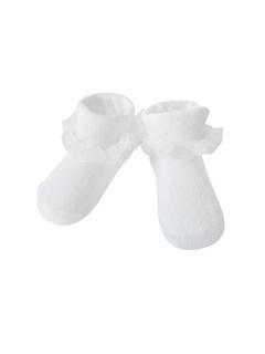 kojenecké ponožky pro nejmenší slečny - bílé s volánkem