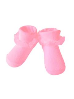 kojenecké ponožky pro nejmenší slečny - sytě růžové s volánkem