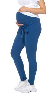LENA - těhotenské bavlněné kalhoty s kapsami modrá mořská