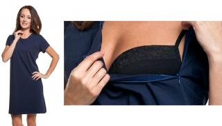 těhotenská a kojící košile pro BONDING granátová se zipy L/XL