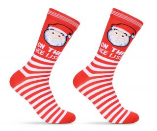 vánoční ponožky červené pruhované s dědou mrázem vel. 24 - 35
