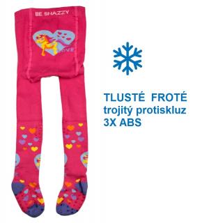 zateplené froté punčocháče s trojitým protiskluz.  tm.růžové love 3xABS 92/98