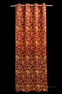 Dedra  Jacquard ornament žakárově tkaný závěs  bordó-zlatý
