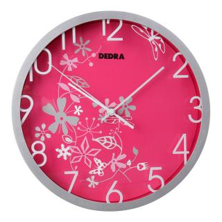 Dedra Nástěnné hodiny - růžové s ornamenty