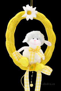 Dedra Plyšová ovečka sedící ve žlutém oválku