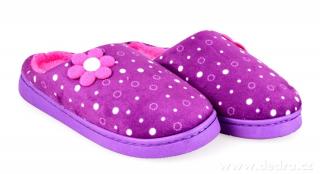 Hřejivé pantofle KIKISTAR domácí, ve fialovo růžové