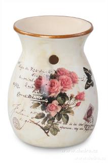 Keramická aromalampa s dobovou patinou růže