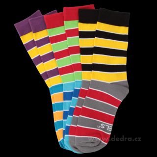 Sada 3 párů vysokých ponožek REBELS barevné pruhy