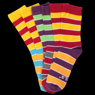 Sada 3 párů vysokých ponožek REBELS multicolor pruhy