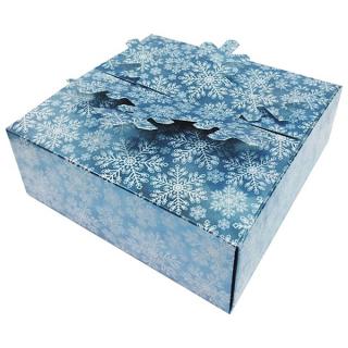 Anděl Dárková krabička skládací modrá vločky 15 x 15 x 5 cm