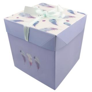 Anděl Dárková krabička skládací s mašlí fialová M 16,5x16,5x16,5 cm