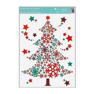Anděl Okenní fólie barevná obrázky z vloček motiv D: vánoční stromeček