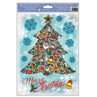 Anděl Okenní fólie s glitry Merry Christmas 30 x 20cm AN-215-C