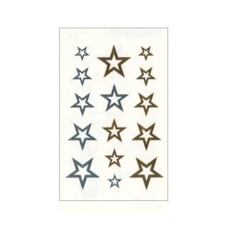 Anděl Tetovací obtisky zlaté a stříbrné hvězdičky 10,5 x 6 cm