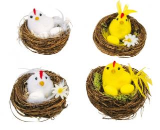 Anděl Velikonoční dekorace kuřátko v hnízdě 7 cm