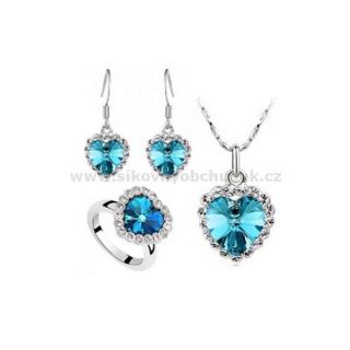 Crystal Jewelry Souprava Titanic Srdce oceánu Oceanblue heart SWS072