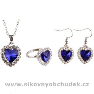 Crystal Jewelry Souprava Titanic Srdce oceánu Seablue heart SWS074