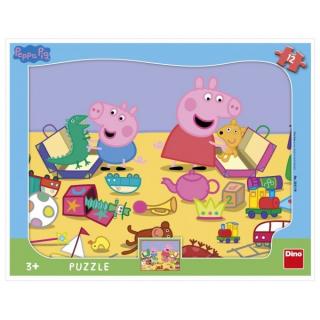 Dino Puzzle deskové Prasátko Peppa Pig si hraje 12 dílků