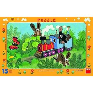 Dino Rámové puzzle Krtek a lokomotiva 15 dílků