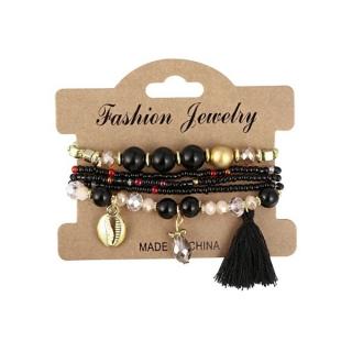 Fashion Jewelry Dámský náramek 4 v 1 černozlatá
