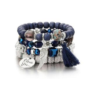 Fashion Jewelry Dámský náramek 4 v 1 modrý mix