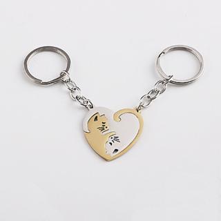 Fashion Jewelry Přívěsek na klíče Jin a Jang Kočky zlatá a stříbrná