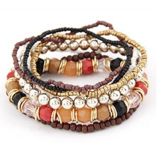 Fashion Jewelry Sada náramků 7 ks hnědý mix