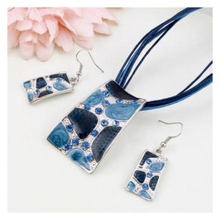 Fashion Jewelry Souprava bižuterie modrá náhrdelník a náušnice