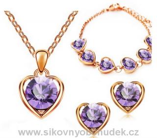 Fashion Jewelry Souprava bižuterie srdce fialová