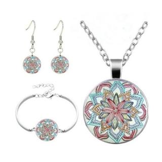 Fashion Jewelry Souprava náhrdelník, náušnice a náramek Flower Mandala