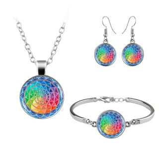 Fashion Jewelry Souprava náhrdelník, náušnice a náramek Neon Mandala