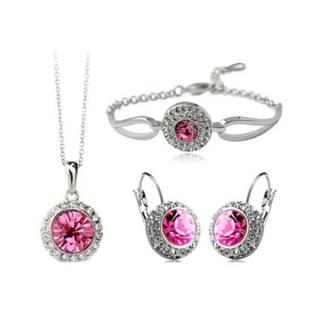 Fashion Jewelry Souprava náhrdelník, náušnice a náramek Pink Elegance