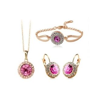 Fashion Jewelry Souprava náhrdelník, náušnice a náramek Pink Lady
