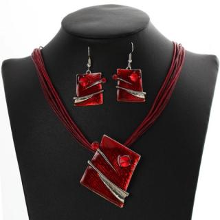 Fashion Jewelry Souprava náhrdelníku a náušnic červená
